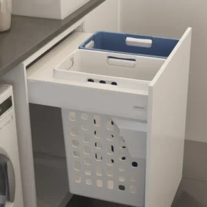 Značkový Koš na prádlo výsuvný 600 mm - 2x35 l bílý/modrý