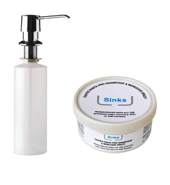 Nízká Cena Sinks čistící pasta 200 ml + dávkovač saponátu BEND chrom 0,5 l
