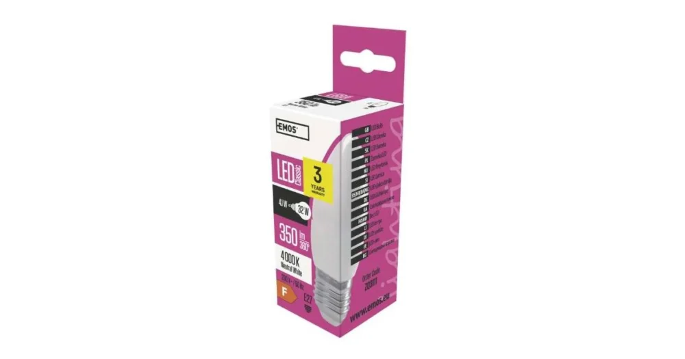 Značkový EMOS LED žárovka Classic svíčka / E27 / 4,1 W (32 W) / 350 lm / neutrální bílá 1525733405