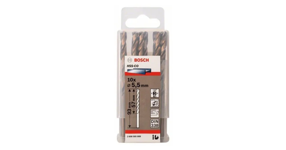 Akce BOSCH Vrtáky do kovu HSS-Co, DIN 338 5,5 x 57 x 93 mm (10 ks) 2608585888