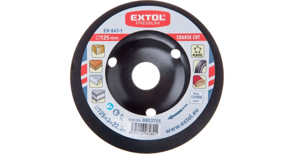 EXTOL PREMIUM kotouč rašplový na dřevo, O 125x3x22,2mm, hrubý sek 8803705 Vysoce Kvalitní