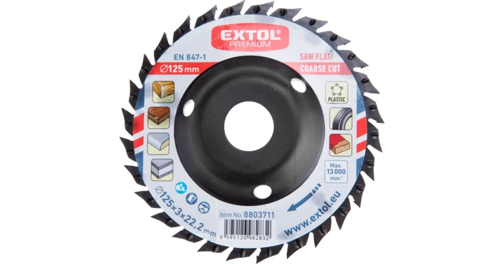 Nízká Cena EXTOL PREMIUM kotouč rašplový/pilový na dřevo, O 125x3x22,2mm, hrubý sek 8803711
