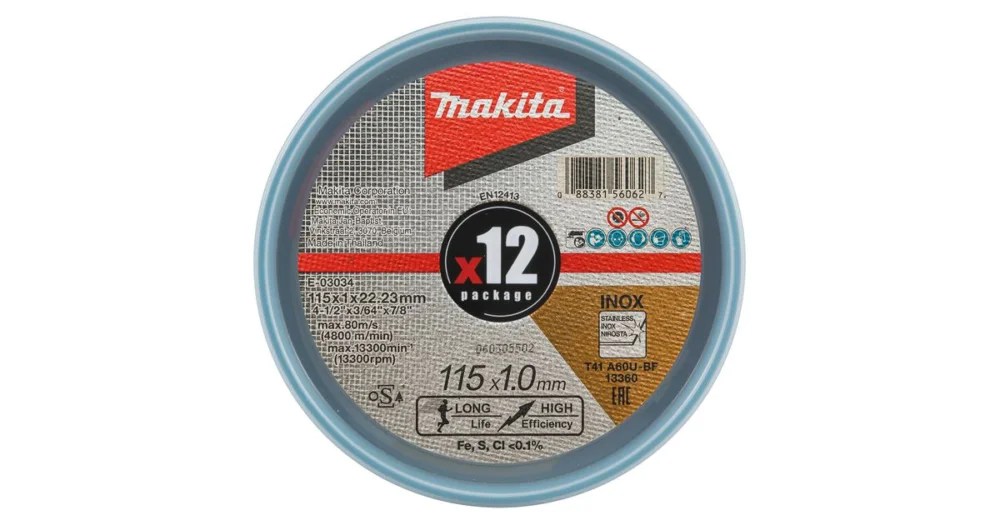 MAKITA Řezný kotouč pro ocel a nerez 115x1.0x22.23mm E-03034-12 Novinka
