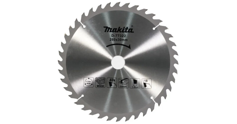 Vysoce Kvalitní MAKITA Kotouč pilový dřevo MAKBLADEplus 260 x 2.6 x 30 mm, 40 zubů D-77322