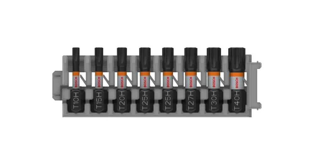 BOSCH Bit PRO Torx Security Impact, T10H, T15H, T20H, T25H (2×), T27H, T30H, T40H, 25 mm, 8 kusů 2608521U56 Novinka