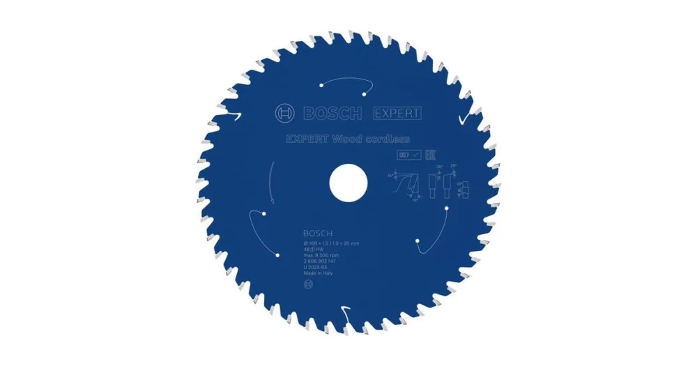 BOSCH Pilový kotouč EXPERT Wood cordless, 160 × 1,5/1 × 20 mm, T48 2608902147 Rychlé Dodání