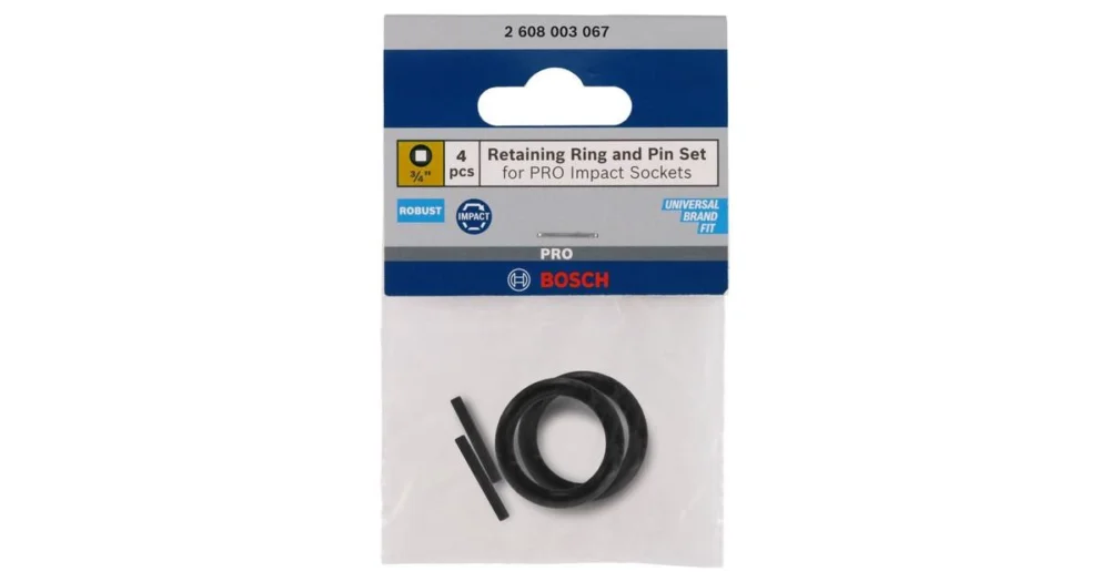 BOSCH Sada pojistného kroužku a kolíku pro nástrčnou hlavici PRO Impact Socket, ¾″, 4 ks 2608003067 Zlevněný