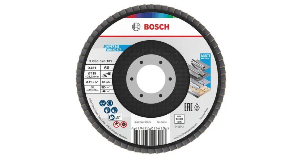 BOSCH Lamelový brusný kotouč X451, 115 × 22,23 mm, G60, T27, 60 ks 2608626131 Top Prodej