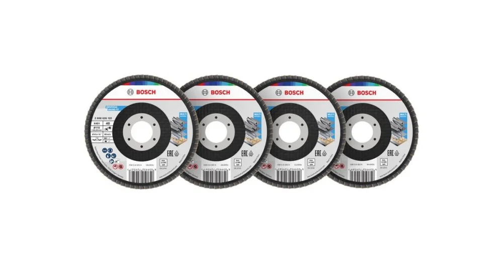 Ověřený BOSCH Sada lamelových brusných kotoučů X451, 115 × 22,23 mm, G40; 60; 80; 120, T29, 60 ks 2608626159