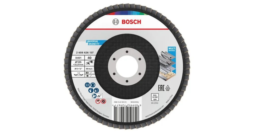 Akční Cena BOSCH Lamelový brusný kotouč X451, 125 × 22,23 mm, G40, T29, 60 ks 2608626137