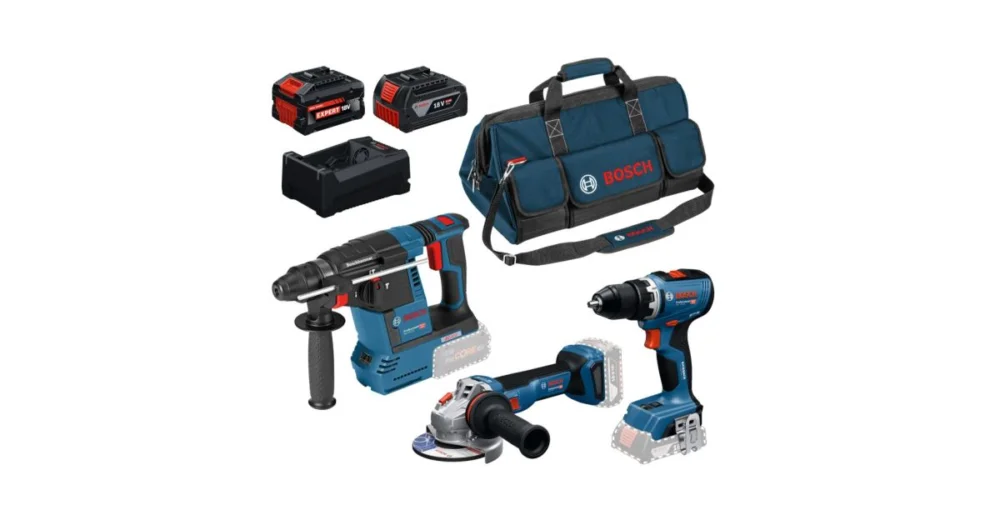 BOSCH Sada 3 ks 18V nářadí: GSR 18V-65 + GWS 18V-11 + GBH 18V-26 + 1× GBA 18V 5.0 Ah + 1× EXBA18V-55 + 1× GAL12-18V-80 + brašna na nářadí 0615A500AJ Nejlepší Volba