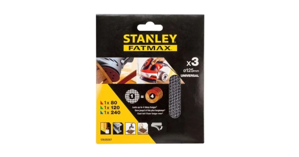 STANLEY Brusná mřížka na suchý zip 125 mm, P80, P120 a P240 STA39267 Akční Nabídka