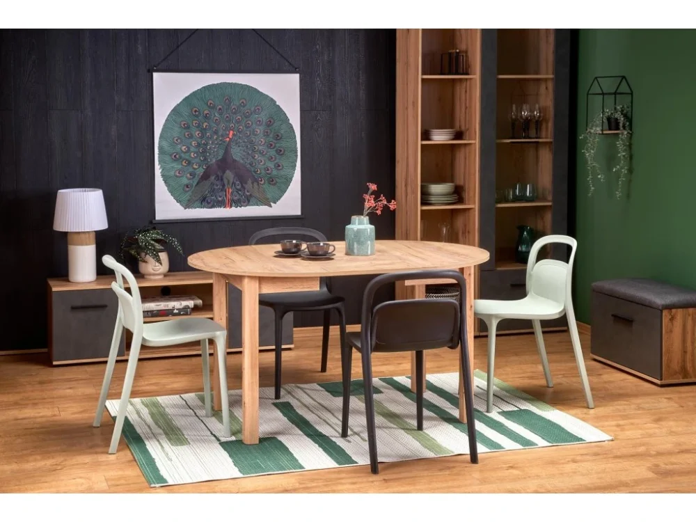 Jídelní kulatý stůl rozkládací JAYDEN 102 - 142 cm | DUB CRAFT Super Cena