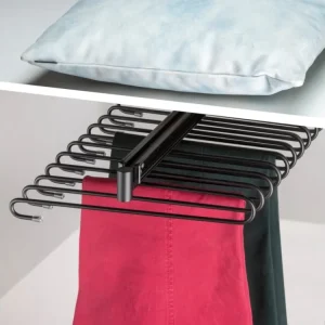 Novinka Výsuvný věšák na kalhoty, 11 tyčí, plnovýsuv, černá