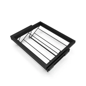 Must-Have Výsuvný botník do skříně s kovovým rámem a tlumeným dovíráním – černý (60 / 80 / 90 cm)