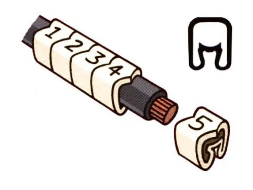 Značkový Návlečka na vodič o průměru 1,3-3,0mm (průřez 0,2-1,5mm2) délka 3mm, s potiskem "4", bílá