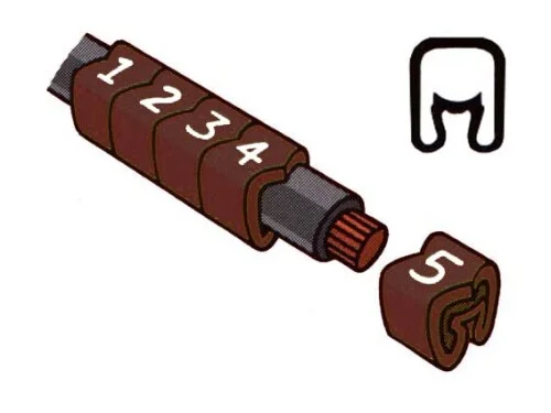 Návlečka na vodič o průměru 2,5-5,0mm (průřez 1,5-4,0mm2) délka 3mm, s potiskem "1", hnědá EURO Kup Teď