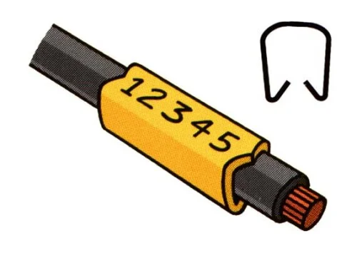 Návlečka žlutá na vodič o průměru 2,4-3,0mm (průřez 0,4-1,5mm2) délka 3mm, s potiskem "1" Expresní Doručení