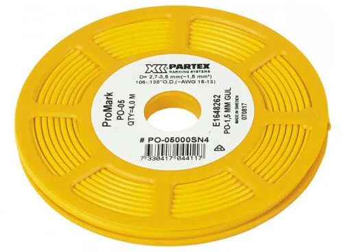 Bezpečná Platba Označovací oválný PVC profil na vodiče o průměru 2,7-3,5mm (1,5mm2) oválná bužírka žlutá, návin 4m