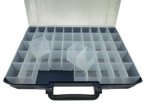 Organizér plastový prázdný 50-ti dílný, rozměry 410x330x55 (50 vyjímatelných přihrádek 54x39mm) Dokud Zásoby Vydrží