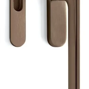 Značkový Klika pro HS portály Olivari Lotus Superfinish bronz satin, Bez zamykání, vnější strana s mušlí