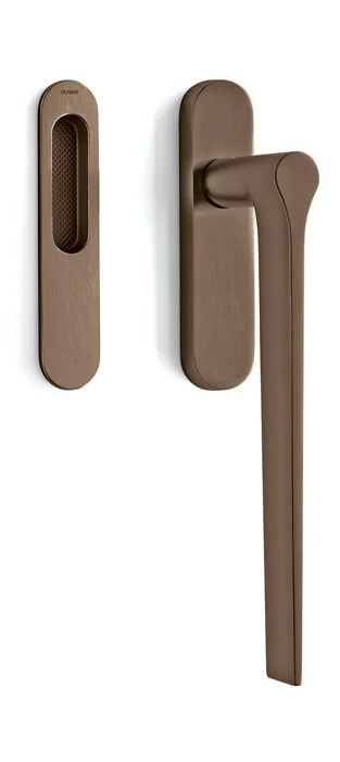 Klika pro HS portály Olivari Lama Superfinish bronz satin, Bez zamykání, vnější strana s mušlí Přímo Od Výrobce