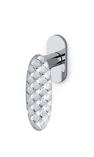 Okenní klika Olivari Crystal Royal nízká rozeta Chrom leštěný / sklo transparent, Standardní klička s polohovačem Expresní Doručení