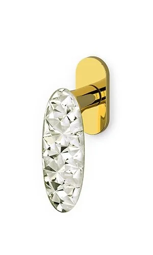 Sleva Okenní klika Olivari Crystal Diamond nízká rozeta Superfinish zlatý leštěný / sklo transparent, Standardní klička s polohovačem