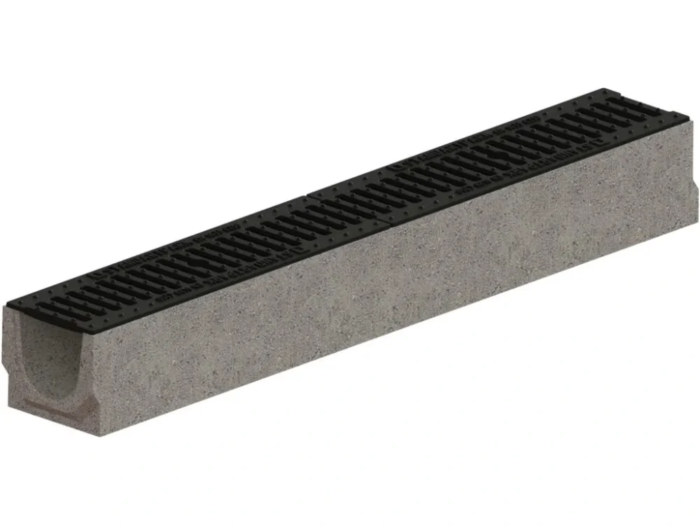 Zlevněný Odvodňovací betonový žlab VODALAND BASE C250 s litinovou mříží 1000 x 140 x 125 mm