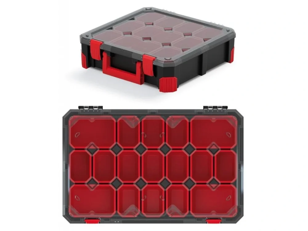 Autentický Organizér TITAN 598 x 390 x 110 mm, 17 krabiček, průhledné víko