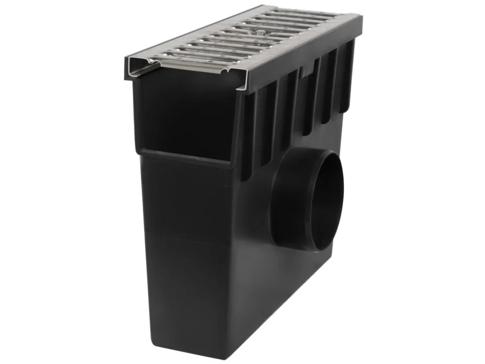 Dokud Zásoby Vydrží Sběrná plastová vpusť BIELBET A15 s nerezovou mříží 333 x 130 x 300 mm 105 mm