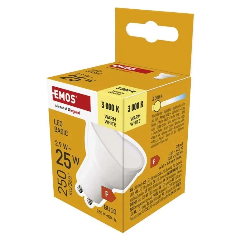 LED žárovka Basic MR16 / GU10 / 2,9 W (25 W) / 250 lm / teplá bílá Hit Sezóny