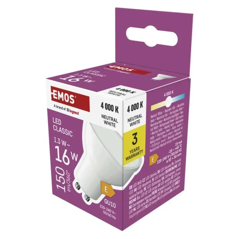 LED žárovka Classic MR16 bílá / GU10 / 1,3 W (16 W) / 150 lm / neutrální bílá Hit Sezóny
