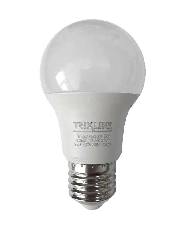 Rychlé Dodání LED žárovka Trixline 8W 736lm E27 A50 neutrální bílá