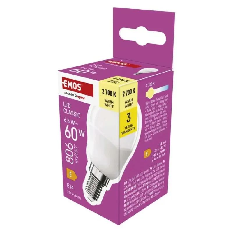 Doprava Zdarma LED žárovka Classic Mini Globe / E14 / 6,5 W (60 W) / 806 lm / teplá bílá