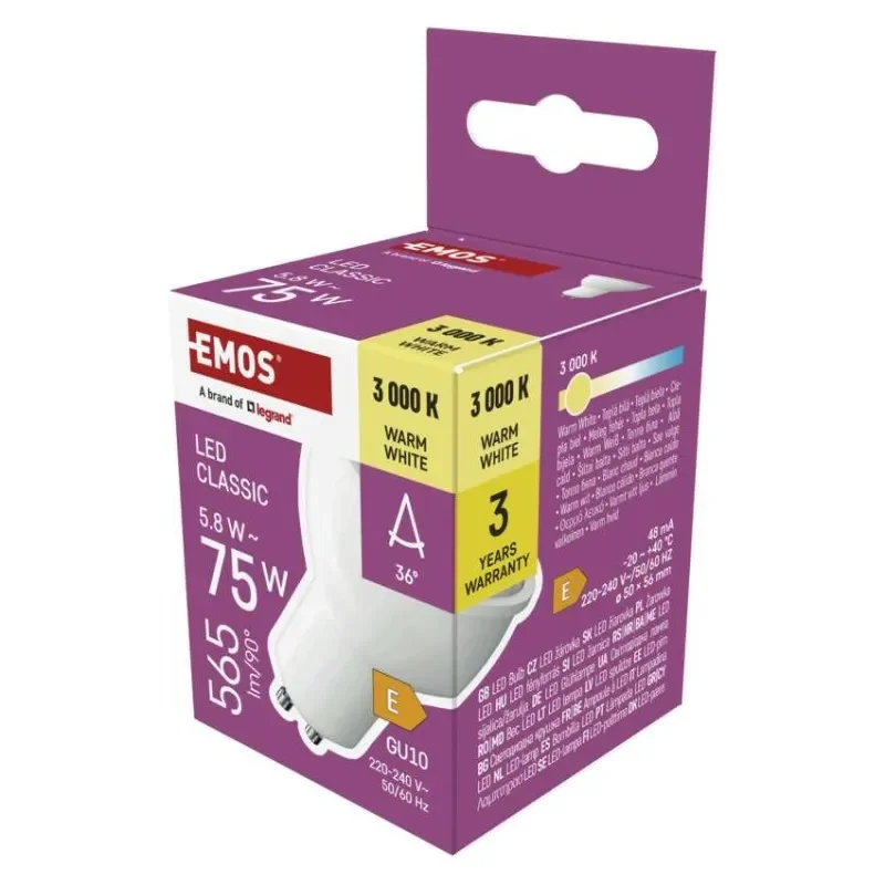 Sezónní Sleva LED žárovka Classic MR16 bílá / GU10 / 5,8 W (75 W) / 565 lm / teplá bílá