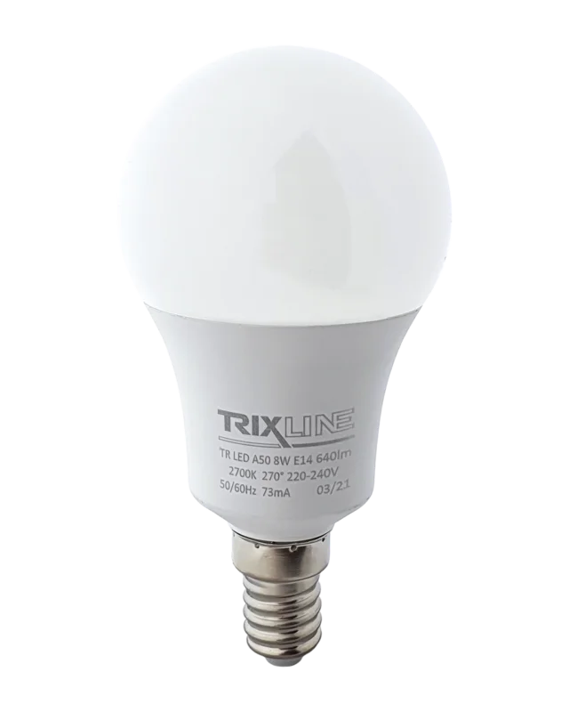 LED žárovka Trixline 8W E14 A50 teplá bílá Novinka