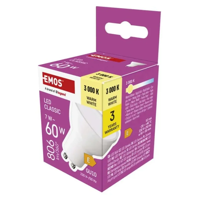 LED žárovka Classic MR16 / GU10 / 7 W (60 W) / 806 lm / teplá bílá Časově Omezené
