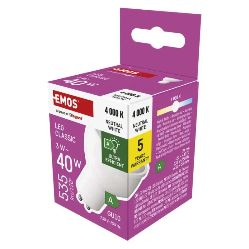 Výhodná Nabídka LED žárovka Classic MR16 A CLASS/ GU10 / 3 W (40 W) / 535 lm / neutrální bílá
