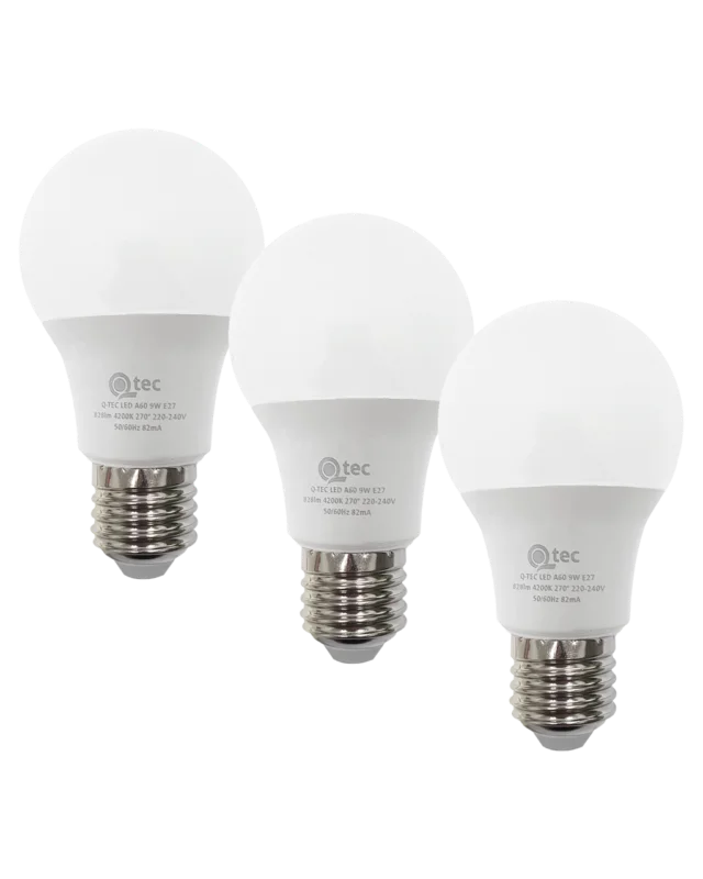 Sezónní Sleva LED žárovky 9W/828lm/A60/E27 neutrální bílá 3 PACK Qtec