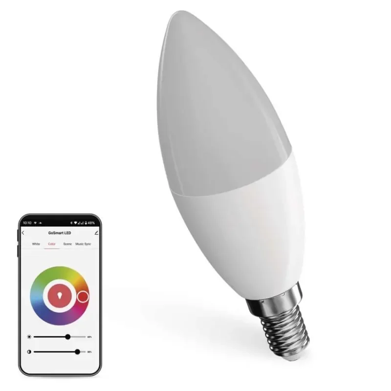 Koupit Online Chytrá LED žárovka GoSmart svíčka / E14 / 4,8 W (40 W) / 470lm / RGB / stmívatelná /Zigbee