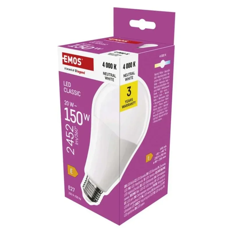 Vrácení Zdarma LED žárovka Classic A80 / E27 / 20 W (150 W) / 2452 lm / neutrální bílá