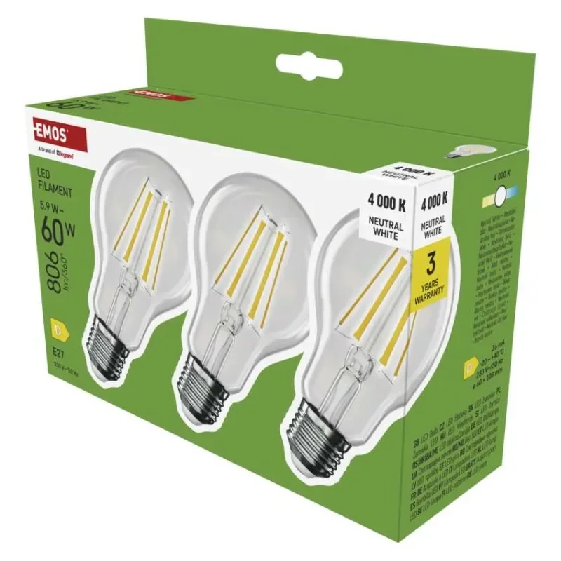 LED žárovka Filament A60 / E27 / 5,9 W (60 W) / 806 lm / Neutrální bílá Kup Teď