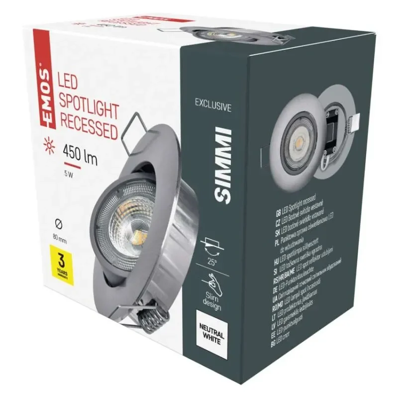 LED bodové svítidlo SIMMI stříbrné, kruh 5W neutr. bílá Nejlepší Cena