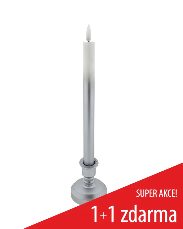 Dlouhá LED svíce - bílo-stříbrná HOME DECOR HD-119SS Nejlepší Cena