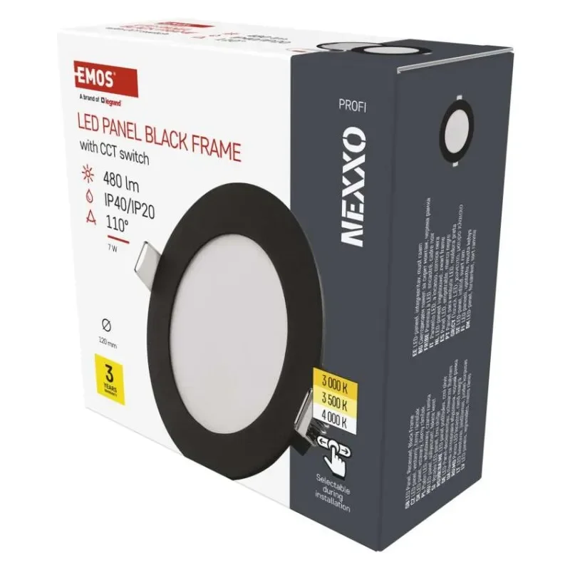 Zlevněný LED vestavné svítidlo NEXXO, kruhové, černé, 7W, se změnou CCT