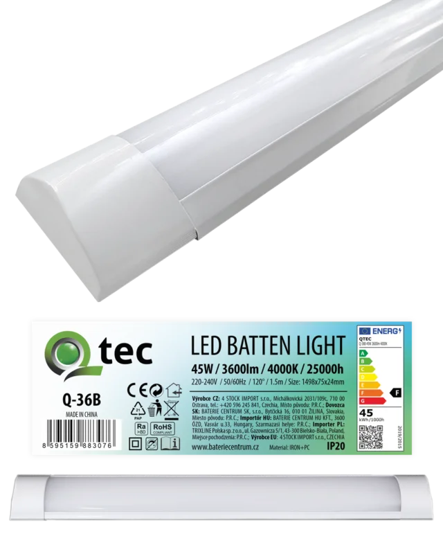 Q-36B 45W LED BATTEN LIGHT podlinkové světlo - bílé QTEC 150cm Vysoce Kvalitní
