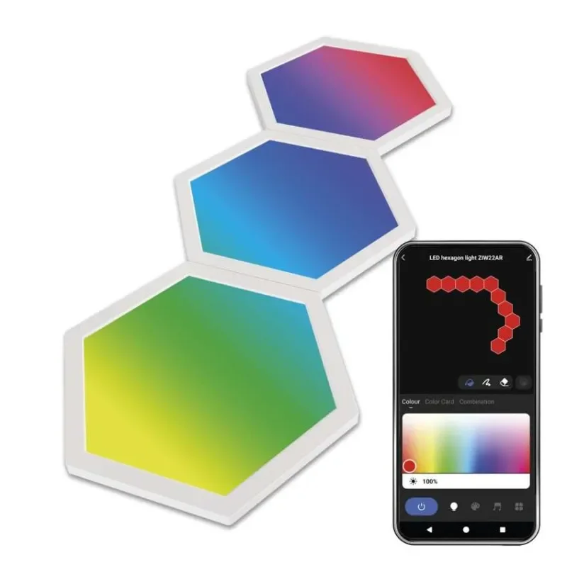 GoSmart LED svítidlo Hexagon, 3 díly, 5,4 W, RGB, stmívatelné, WiFi Výprodej