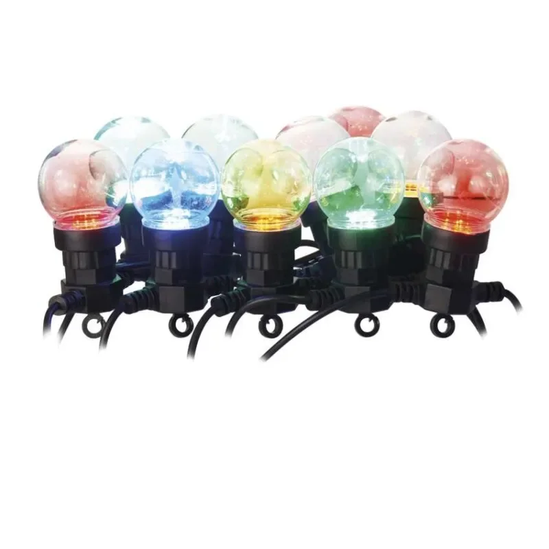 LED světelný řetěz – 10x párty žárovky, 5 m, venkovní i vnitřní, multicolor Levný