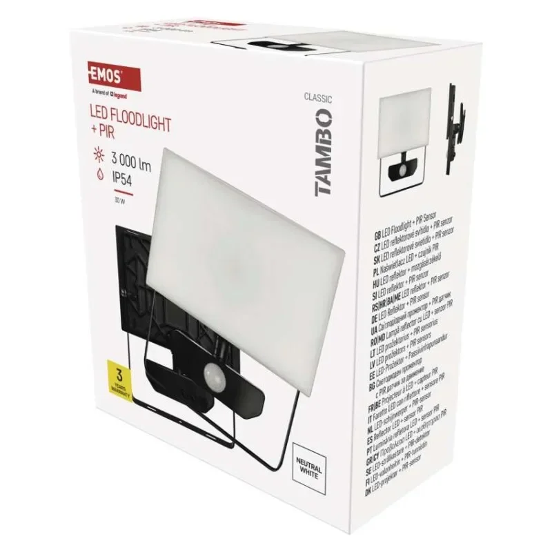 Akční Nabídka LED reflektor TAMBO se senzorem pohybu, 30 W, 3000 lm, černý